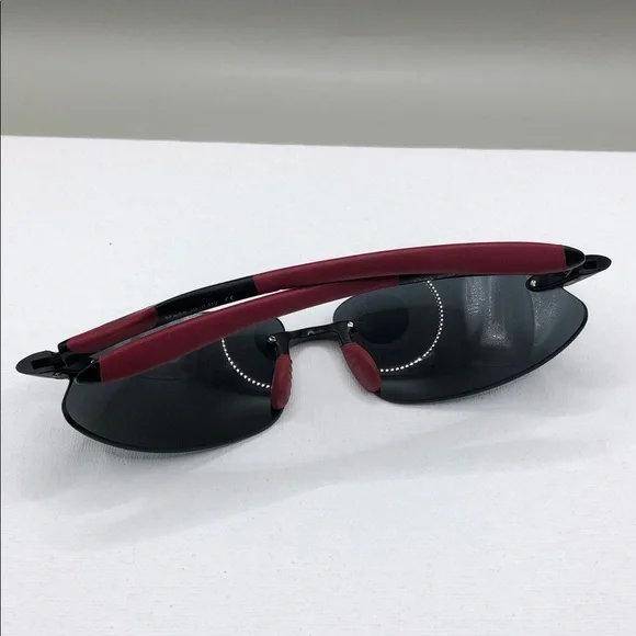 Bolle Clutch 10797 Sports Sunglasses Black Red Rimless Lightweight Polarized.